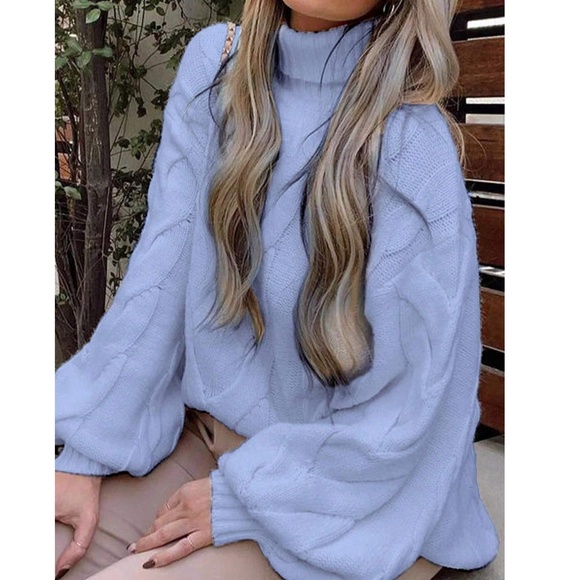 Cozy Chunky Cable Knit Turtleneck Oversized Sweater Top - Picture 4 of 7